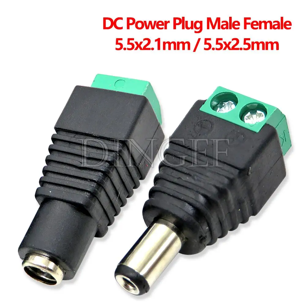 5 uds macho y hembra enchufe de alimentación CC 5,5x2,1 MM 5,5*2,5 MM 12V 24V conector adaptador enchufe CCTV 5,5x2,1 2,5