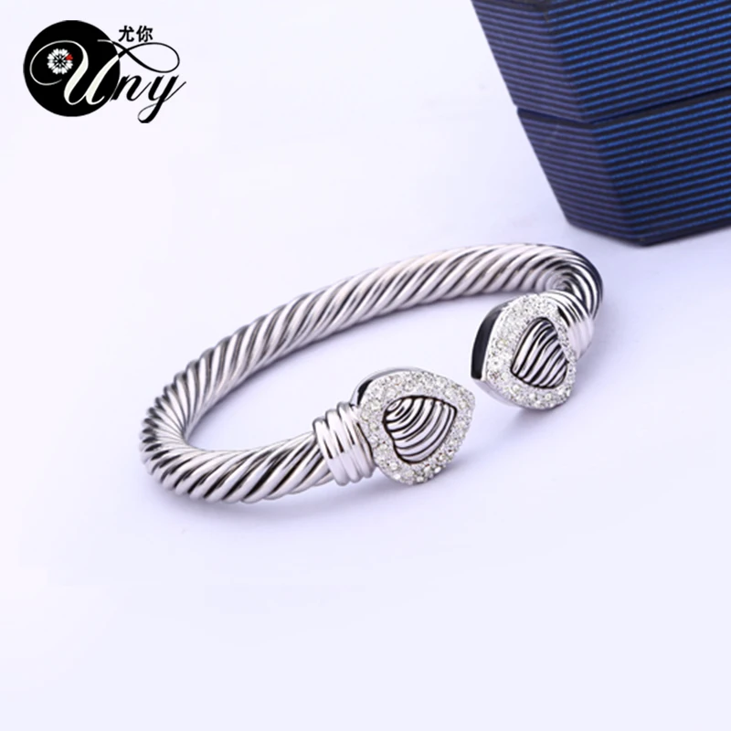 UNY Bangle Love Heart Twisted Wire Bracelet Free Ship Bangle Designer Brand Retro Unique Elegant Women Fashion Jewelry Bracelets 2