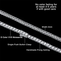 Moissanite Tennis Necklace for Women Men D Color VVS Sparking Diamond Spring Clasp Original 925 Sterling Silver Jewelry with GRA 2