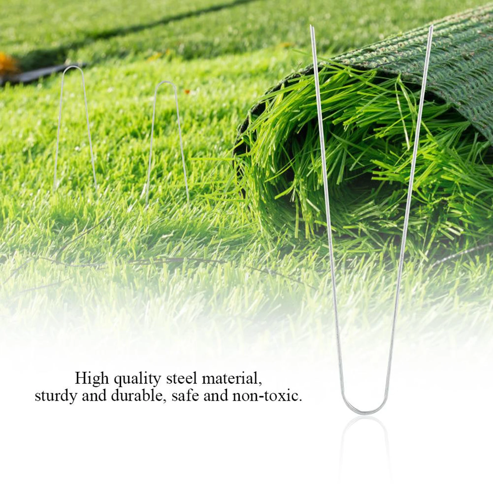 50Pcs Landscape Staple Steel Landscape U shaped Stakes Pins Staple Peg for Ground Garden Farm Grass Tent Fence Garden Stakes