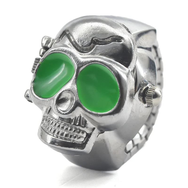 Creative Skull Selling Personality Quartz Ring Watch Alloy Circular Dial Unisex Christmas Gift Fun Watch
