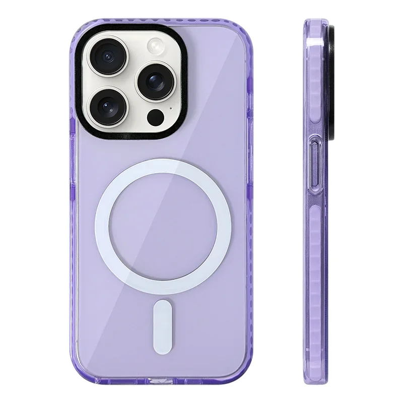 Vibrant Neon Transparent MagSafe Compatible Phone Case with Soft Silicone Bumper