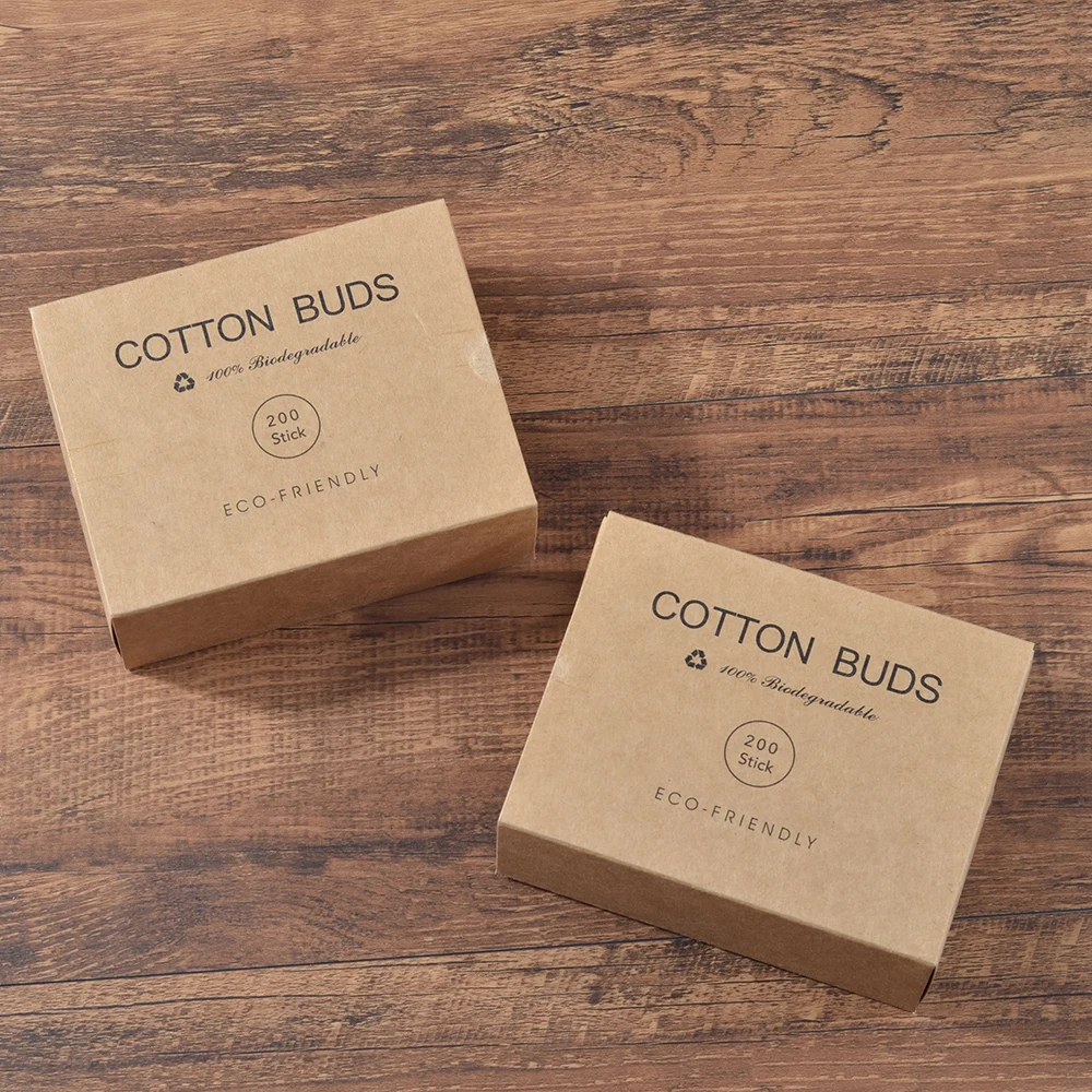 Cotton Swabs 200Pcs/Box Double Head Bamboo Wood Sticks For Adults Makeup Nose Ears Cleaning