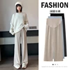Autumn Winter New Style Pregnant Women's Wide Leg Pants High Waist Straight Legs Maternity Belly Trousers Solid Color Boot Cut 1