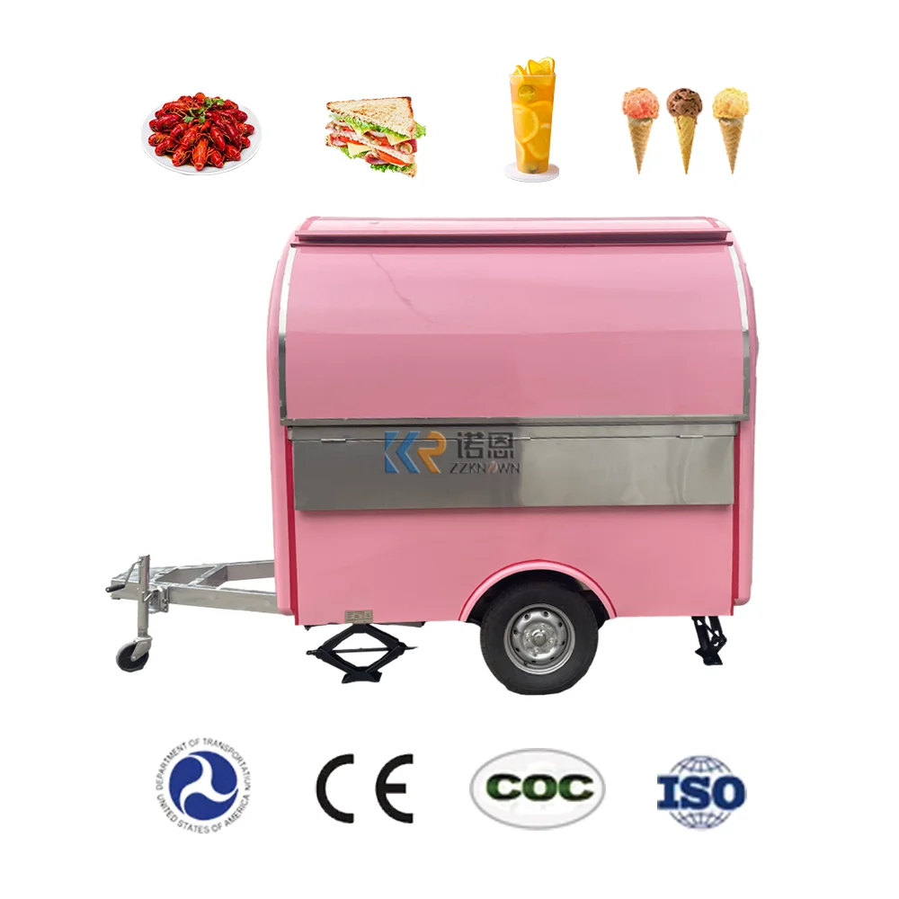 

2023 2.2m Arc Shape Hot Dog Food Cart Fast Food Trailer Retro Snack Coffee Ice Cream Food Trailer Street Truck