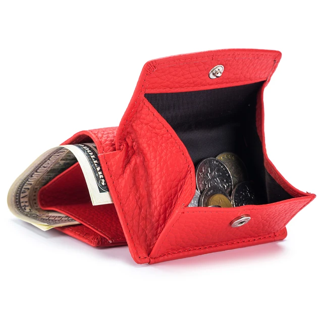 New Women Genuine Leather Purses Female Cowhide Wallets Lady Small Coin Pocket Rfid Card Holder Mini Money Bag Portable Clutch Red