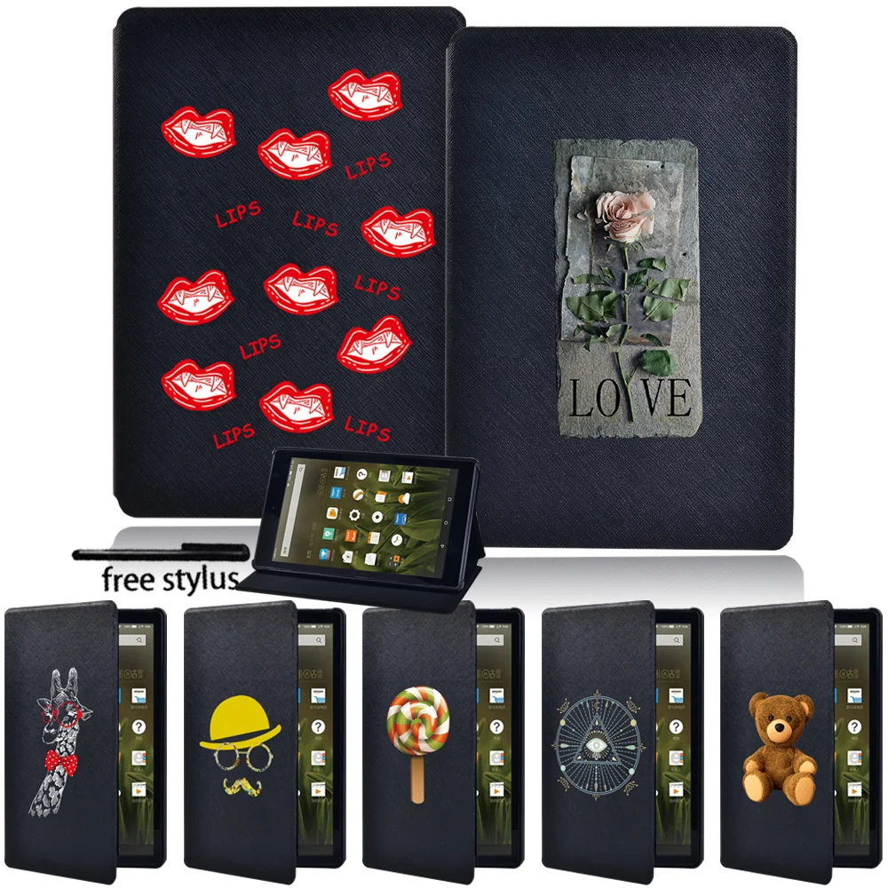 

Tablet Stand Case for Fire HD 10 Plus/5th/7th/9th/11th/HD 8 Plus/6th/7th/8th/10th/Fire 7 5th/7th/9th Foldable Protective Cover