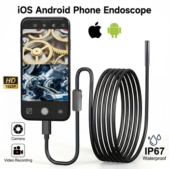 Industrial Endoscope for iOS Android, HD 960P Borescope Camera with Light, IP67 Waterproof for Car , Sewer, Pipeline Inspection 1