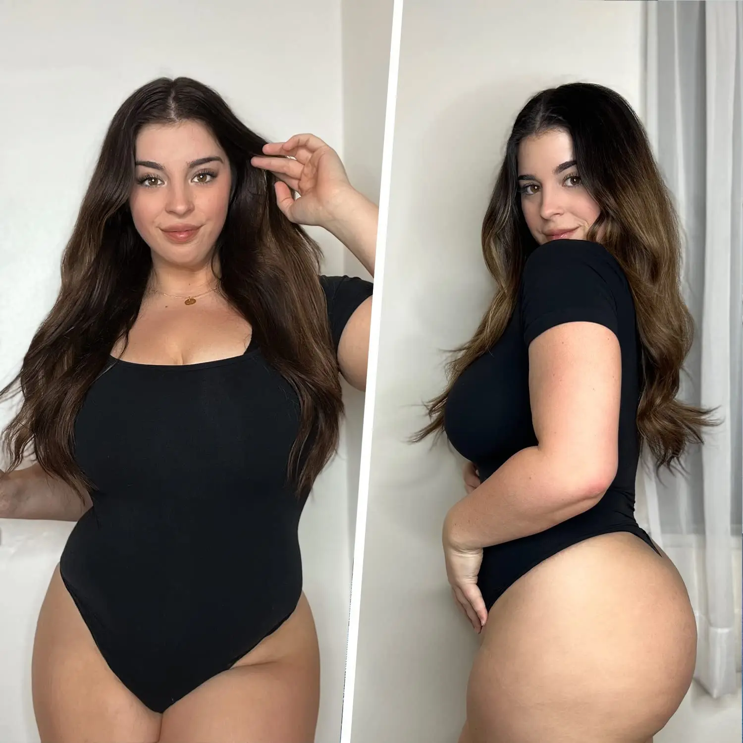 Shapewear Bodysuit for Women Tummy Control Shapewear Seamless Short Sleeve Scoop Neck Thong Sculpting Body Shaper Slim Underwear