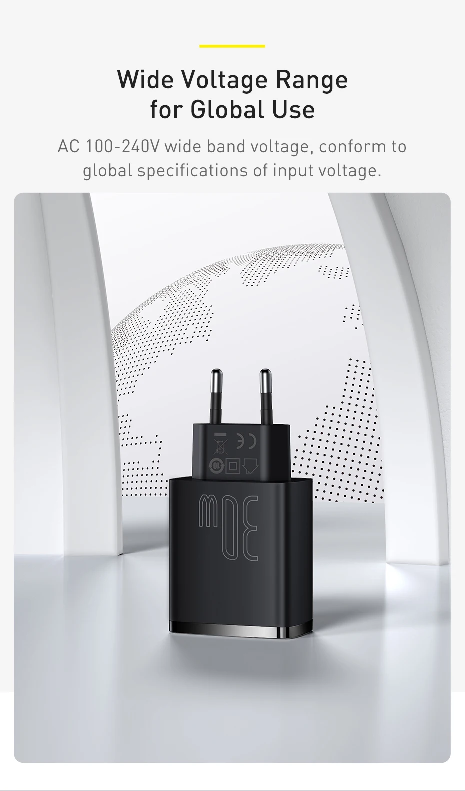 Baseus-cargador USB de 30W, dispositivo de carga rápida QC3.0, PD3.0, tipo C, PD, 3 puertos, para iPhone 14, 13, 12 Pro 