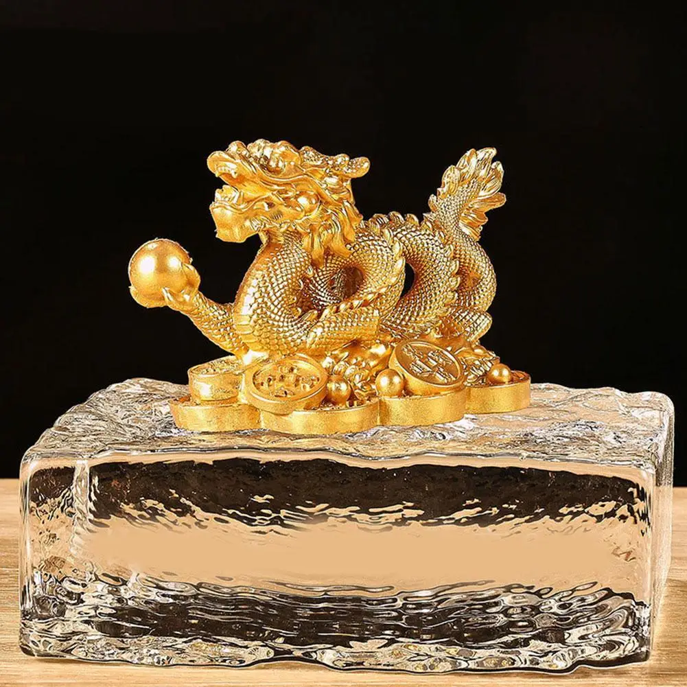 Chinese Auspicious Money Gold Dragon Statuette Resin Sculpture Feng Shui For Living Room Office Wine Cabinet  Dragon Figurines 3