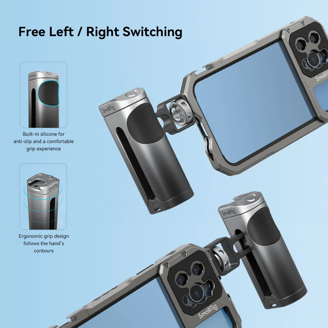Punho Lateral Smallrig com Registro Iniciar e Parar Controle Remoto sem Fio Sapata Fria para Smartphone Equipamento de Vídeo Gaiola w Roscas - Image 2