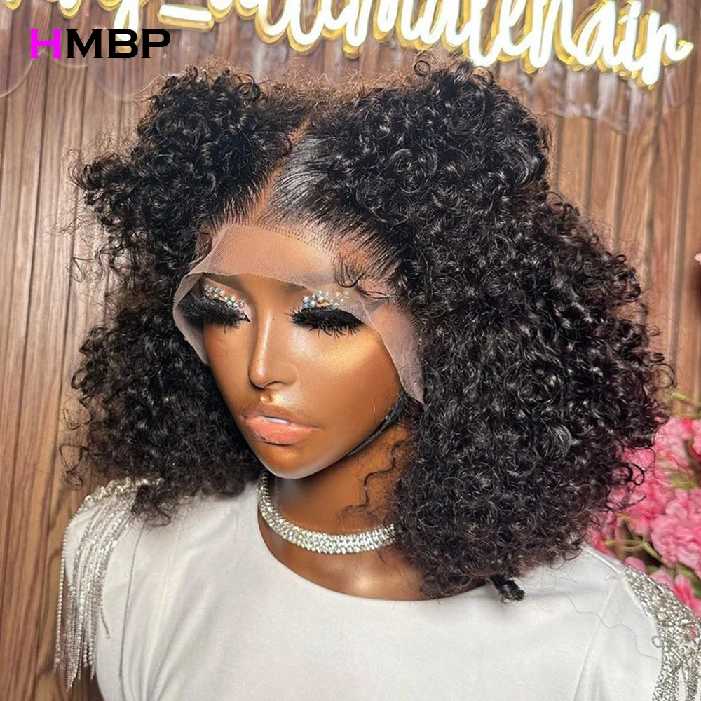 

350 Density Short Curly Bob Glueless Wig Human Hair Ready To Wear 13x4/13x6 HD Lace Frontal Wig Preplucked Brazilian HMBP Hair