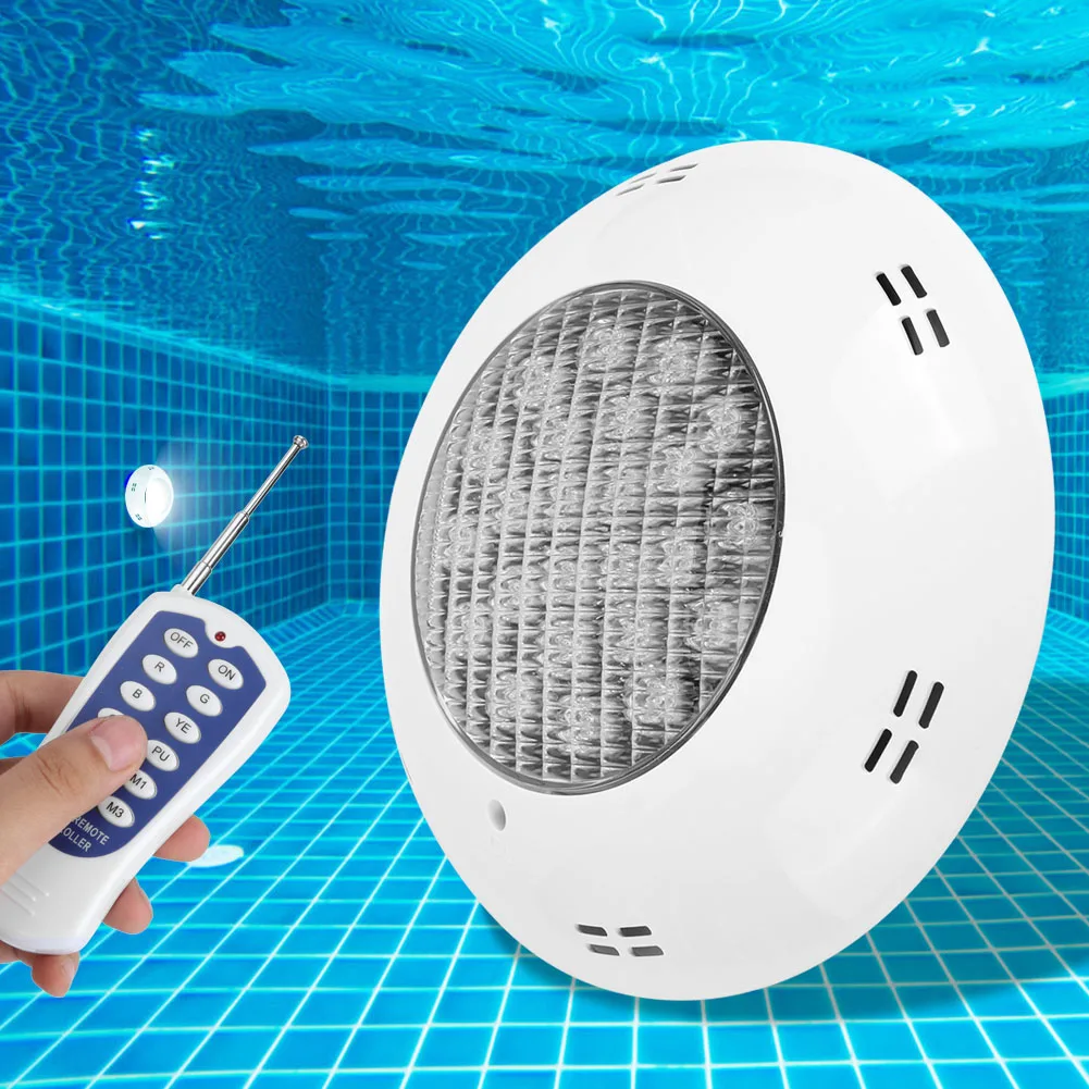 24LED Swimming Pool Light 24W Colorful Remote Control Underwater Lamp Waterproof Wall Light AC12V