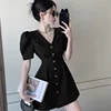 Retro French Temperament Waist-hugging Slim Suit Dress Summer 2025 New Solid Color Short Skirt 2