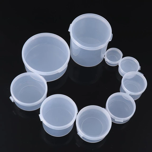 10pcs Round Clear Plastic Containers Beads Crafts Jewelry Display Storage  Boxes Case