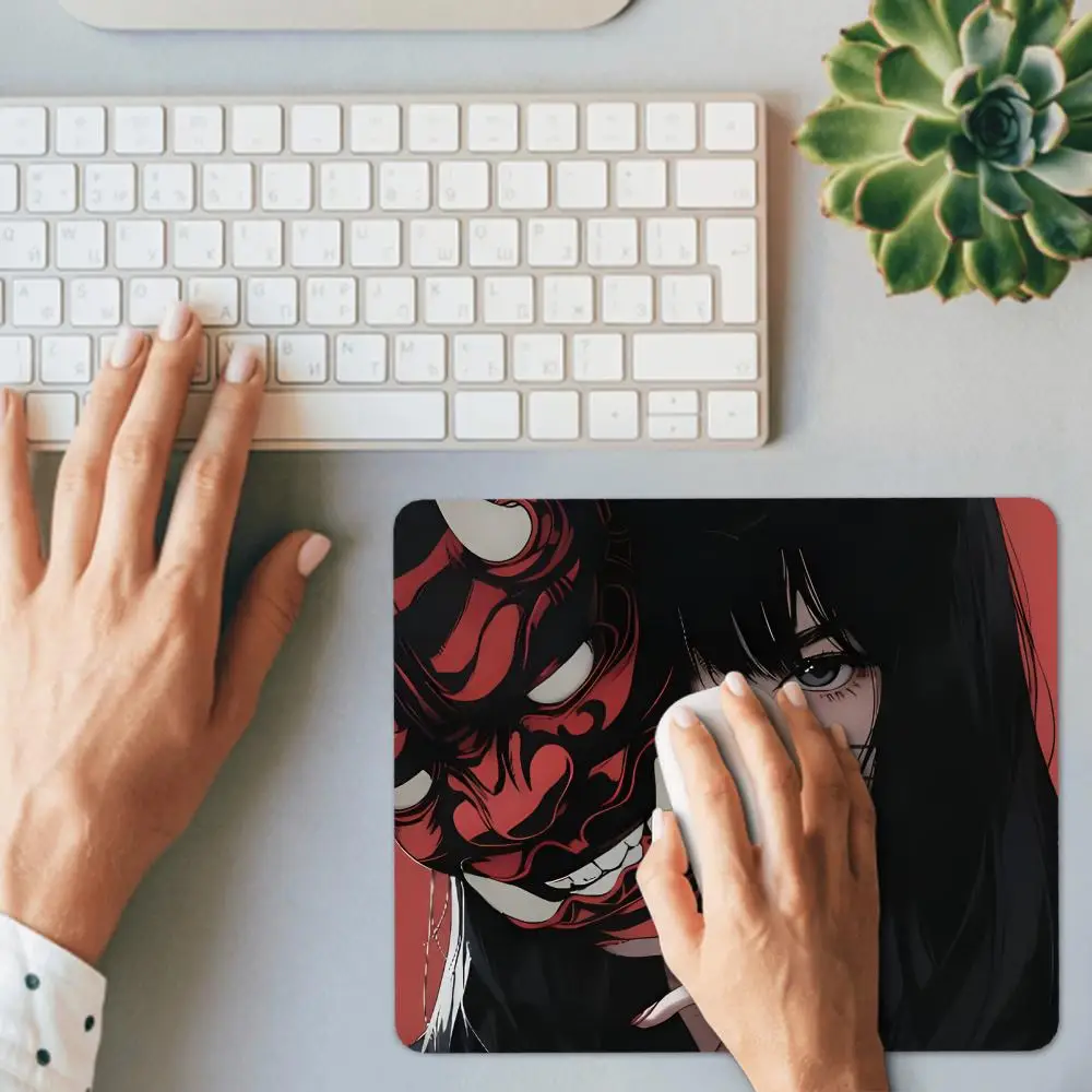 45x40CM Non-slip Mousepad Mask Girl Speed Table Pad E-Sports Keyboard Oni Mice Mat Game Professional Premium Suture Edge Deskmat