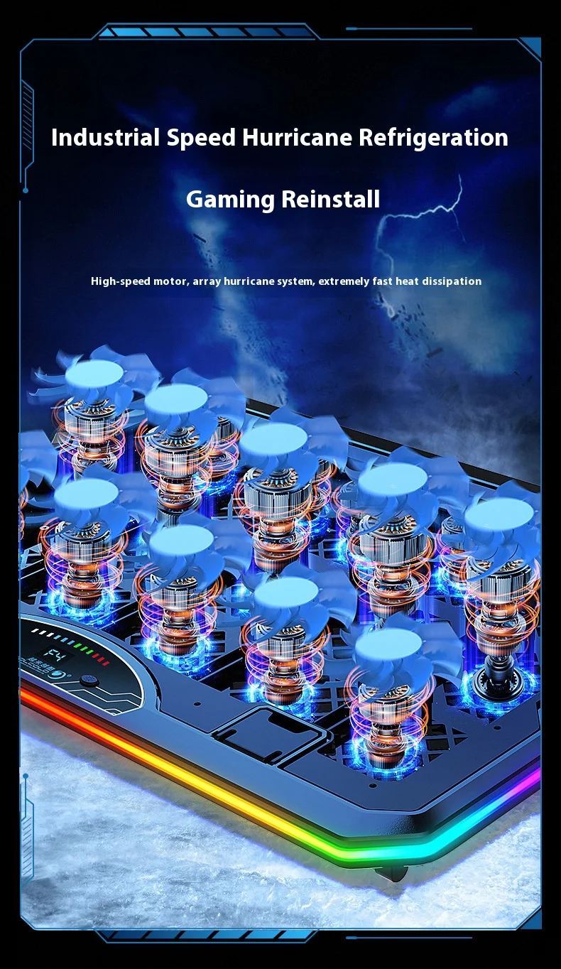 COOLCOLD F15 Gaming RGB Laptop Cooling Pad 15 Quiet Fans For 12-17.3 Inch With USB TYPE-C Port Notebook Cooler Stand_voghion.com