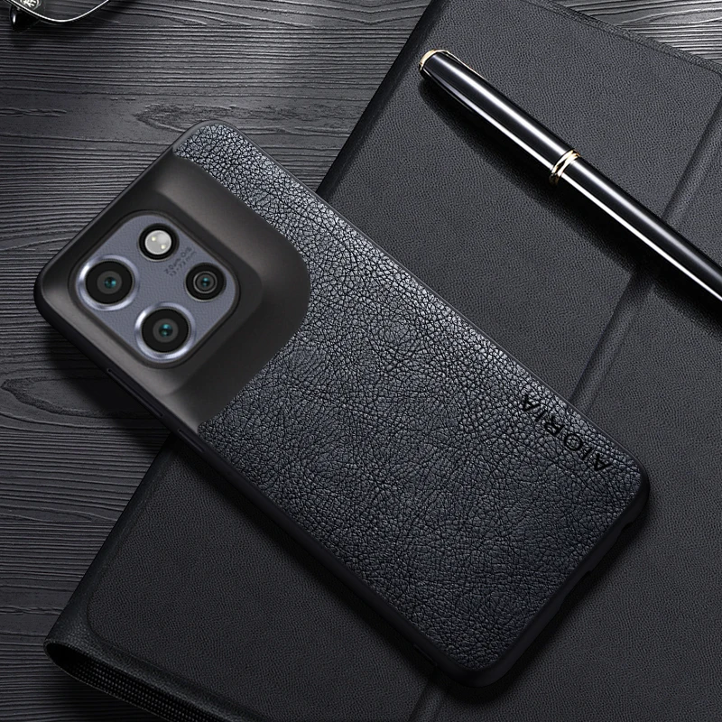 Luxury Leather Business Phone Case with Simple Design