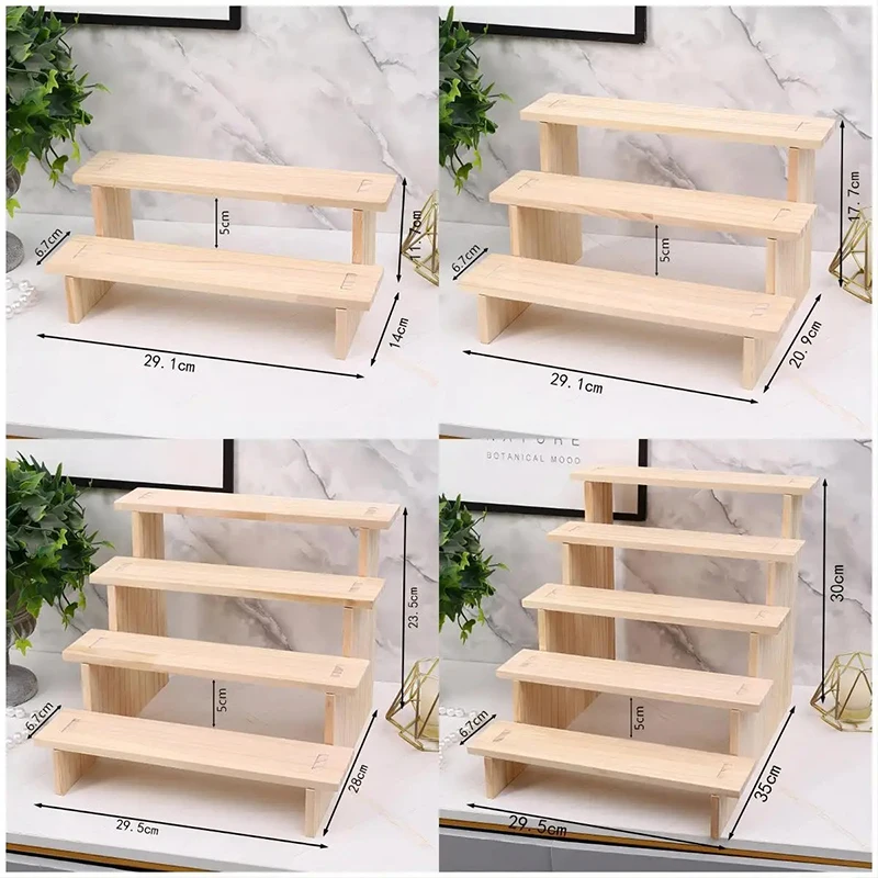 1pcs Solid Wood Display Stand Toy Blind Box Organizer Cosmetic Perfume Display Shelf Organization Storage Decoration Holder 4