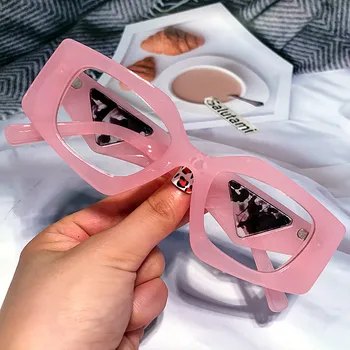 독특한 불규칙한 고양이 눈 안티 블루 라이트 안경 여성용, 빈티지 캔디 컬러 핑크 블루 클리어 컴퓨터 안경 프레임 쉐이드