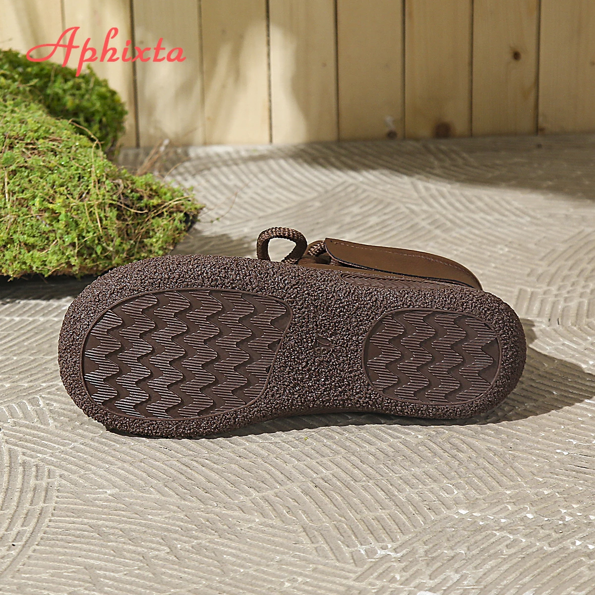 Aphixta Coffee Ankle Boots For Women Lace Up Chunky Heel Modern Short Boot Casual Woman Ankle Boots Woman Booties