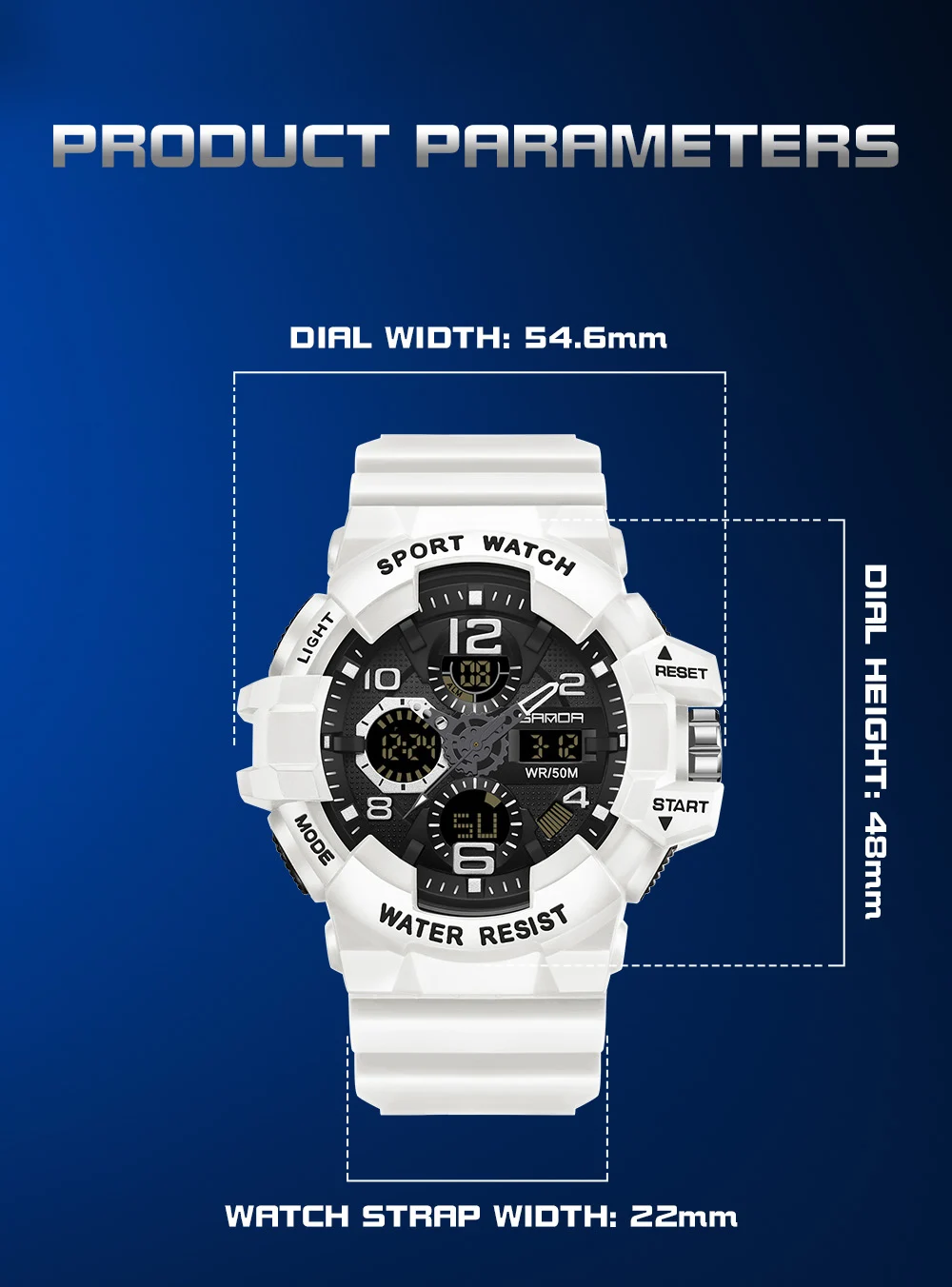SANDA Military-Inspired Men's Digital Sports Watch - Waterproof Electronic Wristwatch