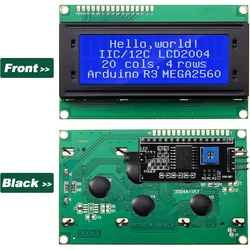 Enhanced Character LCD Display Module with I2C Serial Interface - 20x4 Blue/Green/White Screen - Green