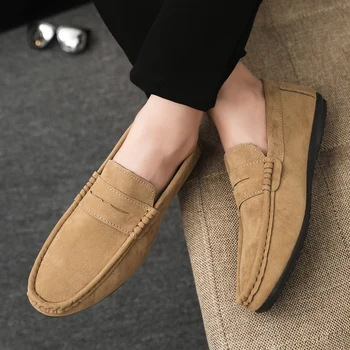 2026 Casual Men's Shoes Versatile Comfortable Work Shoes Driving Loafers Black, Grey, Khaki Three-Colour 1
