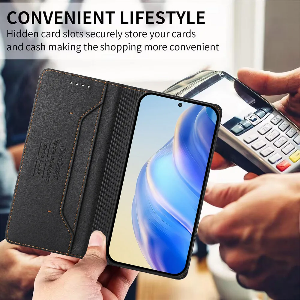 Luxury Magnetic Leather Flip Cover Case - Book Style Etui