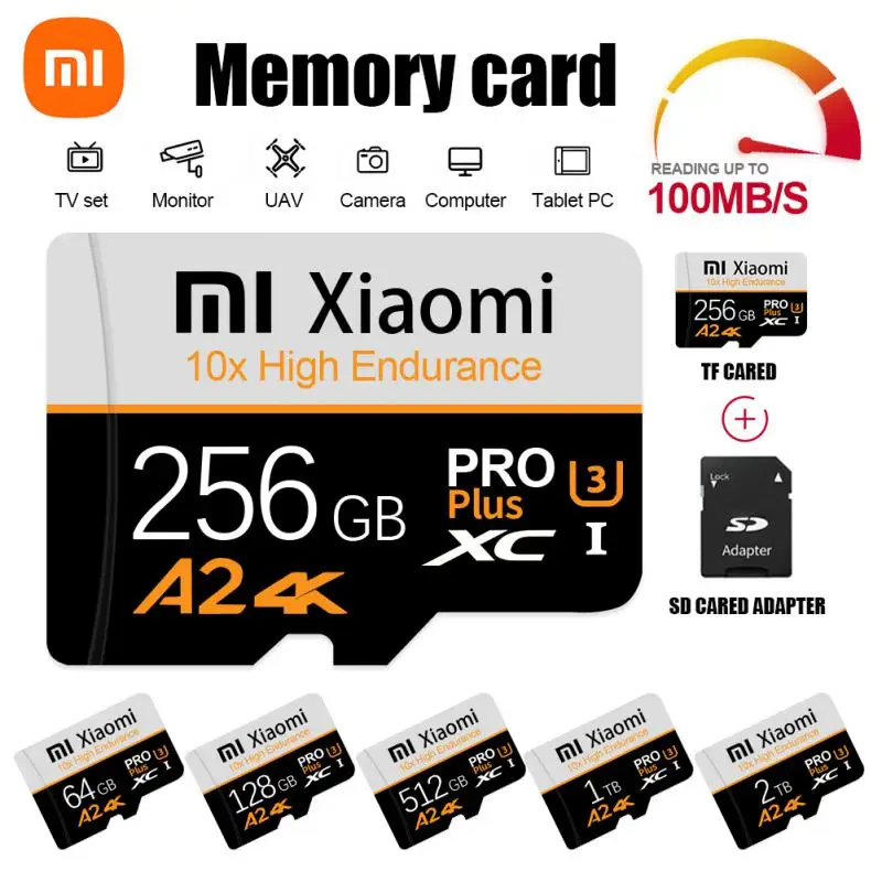Xiaomi 2Tb Sd Memory Card 2Tb 512Gb Memoria Flash Schede Sd A2 Ad Alta Velocità Micro Tf/Sd Card 128Gb Adattatore Dash Per Cam/Drone/Table