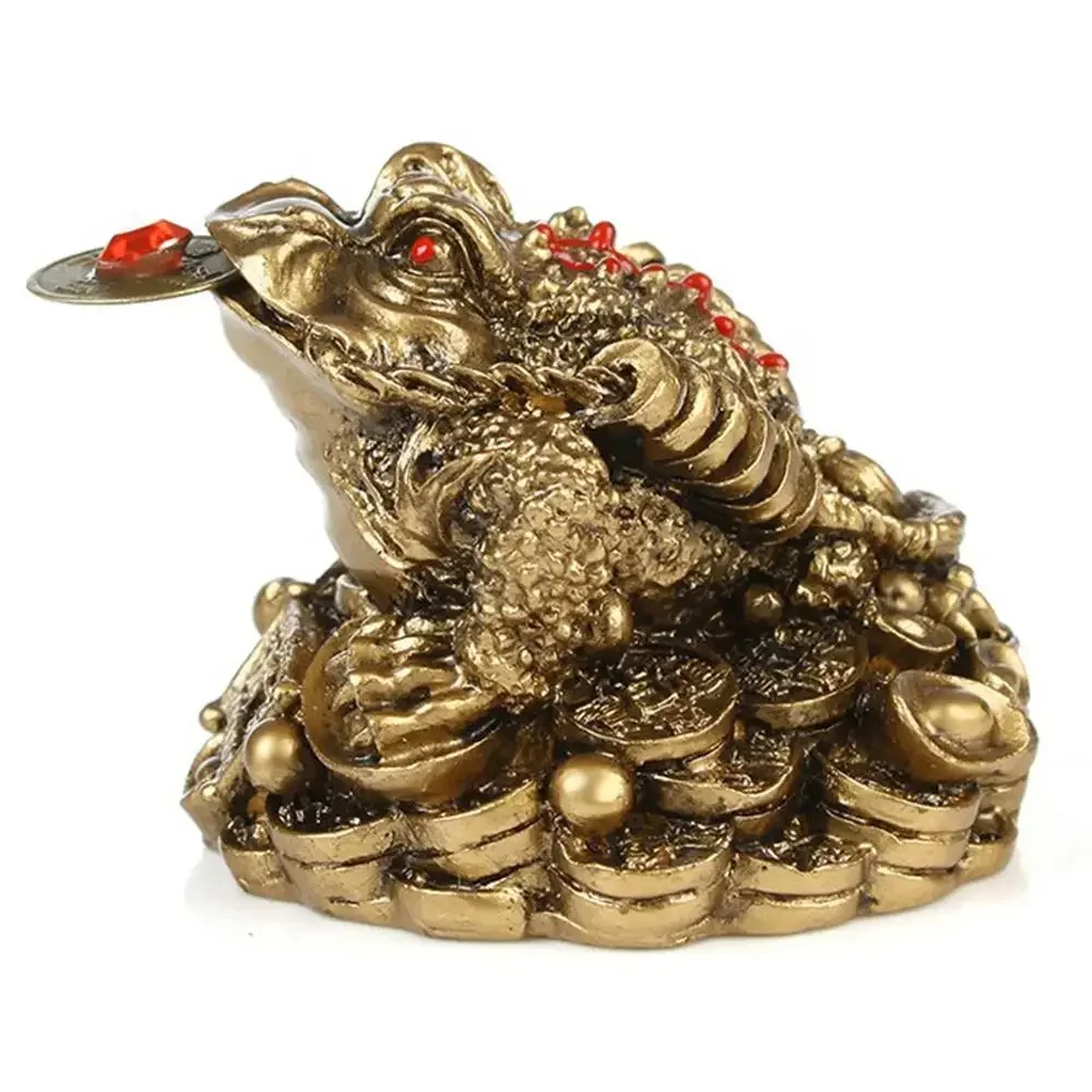 2023 Chinese Fengshui Ornament  Lucky 3-Leg Frog Wealth Toad Animal Figurine Statue for Home House Office Desk Table Decoration