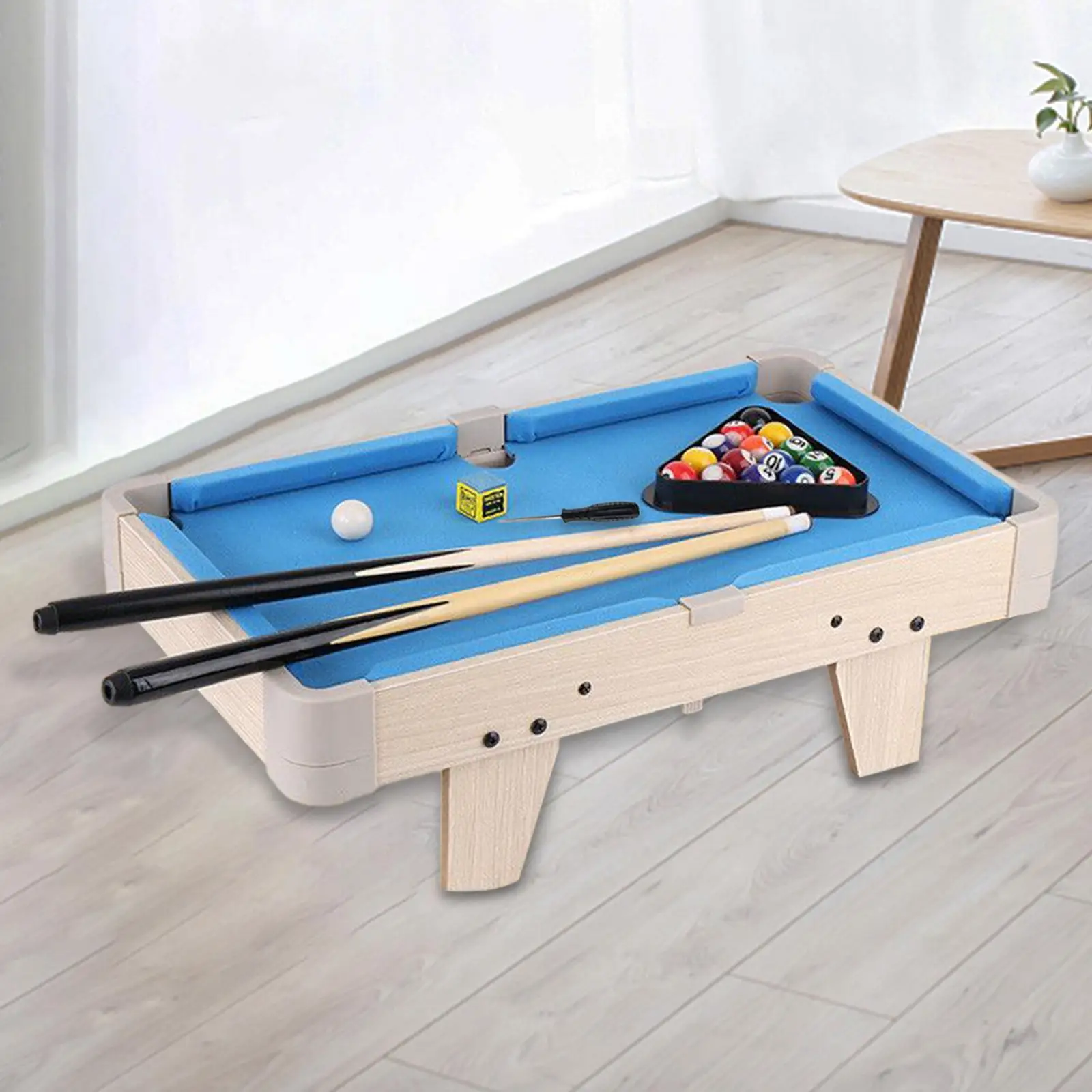 Tabletop Pool Table Small Billiards Game Board Games Home Office Use with 15 Colorful Balls, 1 Cue Ball Game Toy for Children