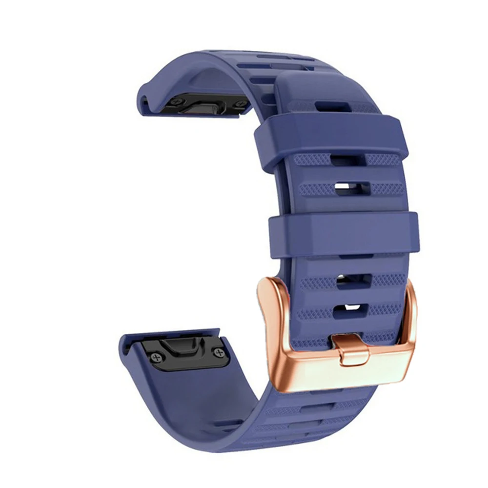 Rose Gold Buckle 20mm Silicone Smartwatch Strap - Quick Release Bracelet Wristband