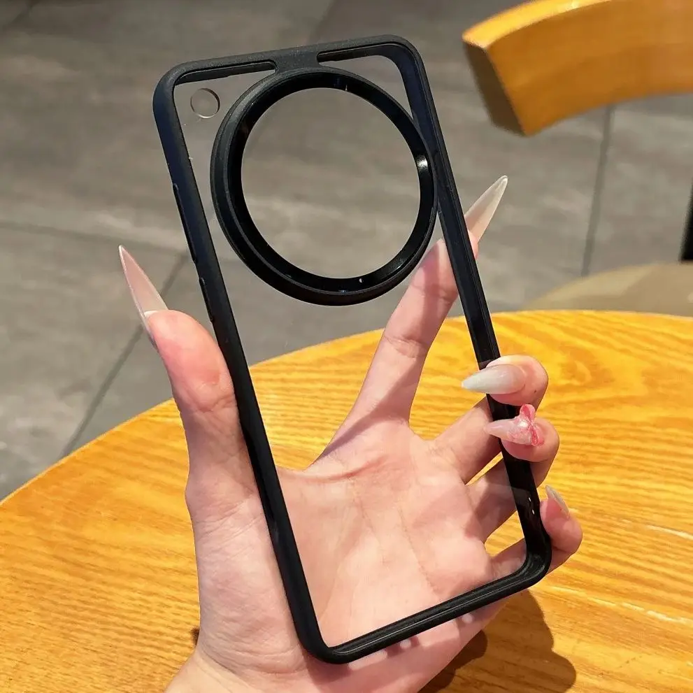 Luxury Transparent Acrylic Phone Case with Metal Lens Protector - Shockproof Cover