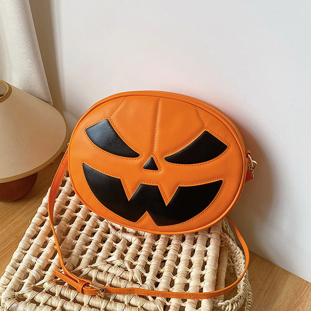 Pumpkin PU Leather Crossbody Bag for Women and Men