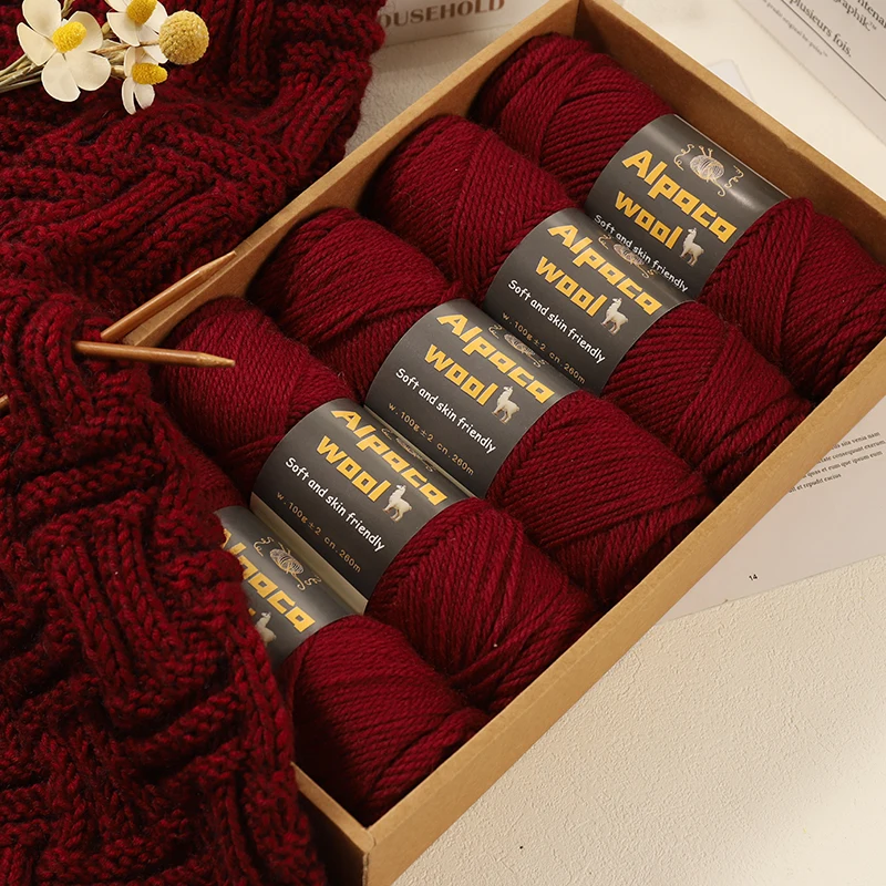 500g Alpaca 245 Stick Needle Thick Wool Yarn Multi-Color Autumn and Winter Fashion Gift for Men and Women Handmade DIY Knitted Material Package Knitted Warm Sweater Sweater Jacket Scarf Hat Gloves Wool Knee Pads 5 Pcs/Pack 5