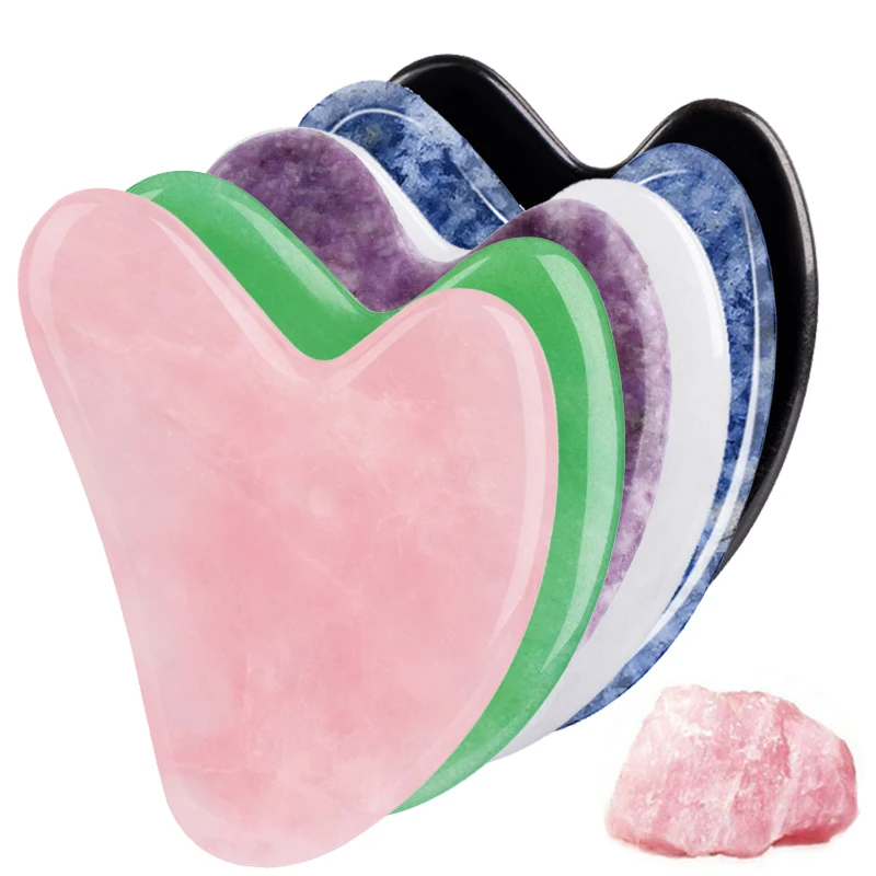 

Natural Jade Face Massager Gua Sha Massage Face Rose Quartz Skin Care Tools Facial Board Acupoint Eye Care SPA Massager Tool