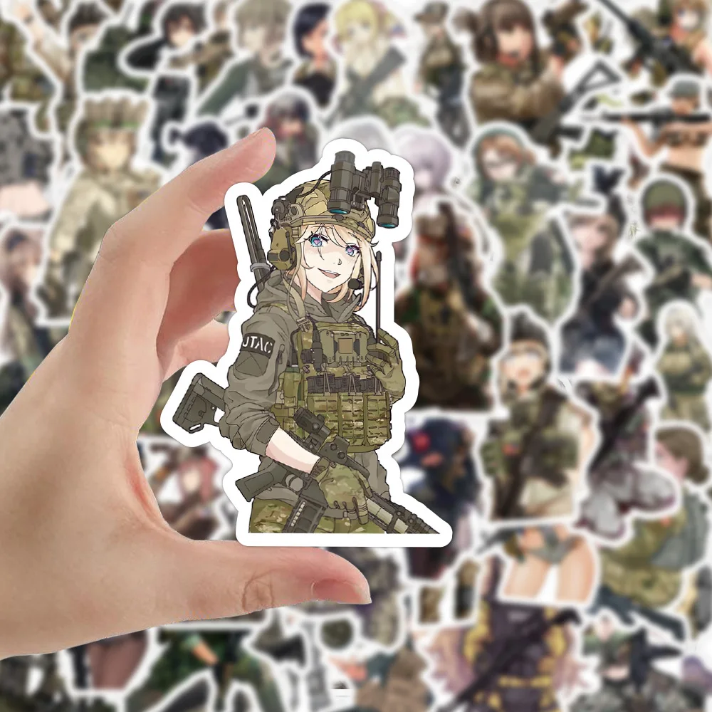 50pcs 애니메이션 위장 군사 유니폼 소녀 스티커 낙서 데칼 Scrapbooking 노트북 전화 벽 스티커
