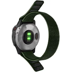 Durable Nylon Hook & Loop Strap for Garmin Smartwatch - Adjustable Wristband Bracelet (Army green)