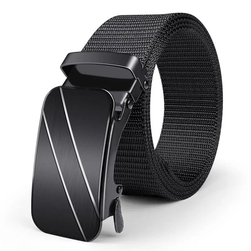 

100-160cm Canvas Men's Belt Fashion Black Nylon Outdoor Metal Automatic Buckle Casual All-match Luxury Jeans Belt Male