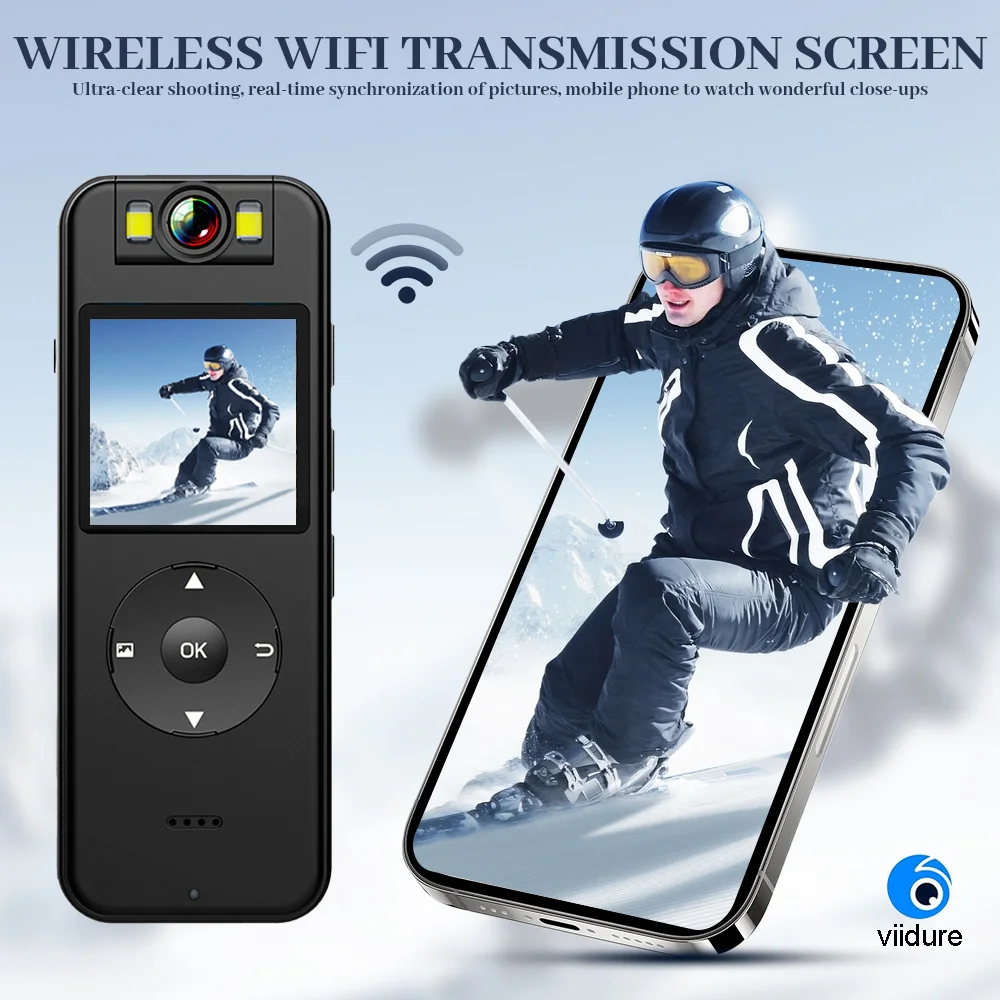 Outdoor 4K Panoramic Dv Sports Riding Camera Smart Wireless Monitor Camera Infrared Night Vision Hd Display Law Enforcement Reco