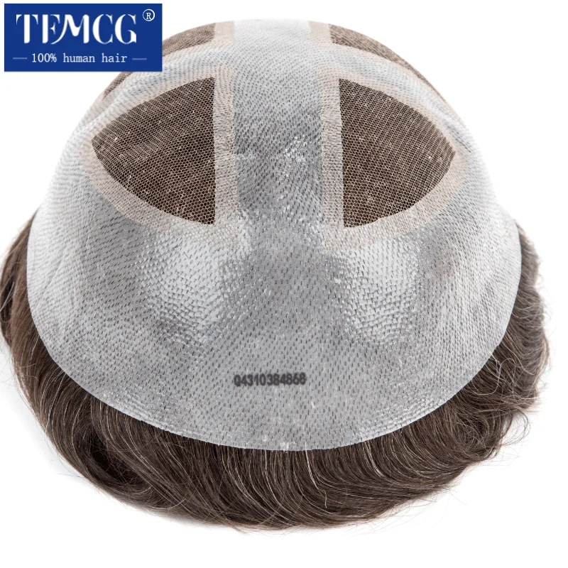 Toupee Men Invisible Hairline Lace With 0.04mm Soft PU Male Hair Prosthesis Breathable Men Wig Natural Human Hair System For Men 5