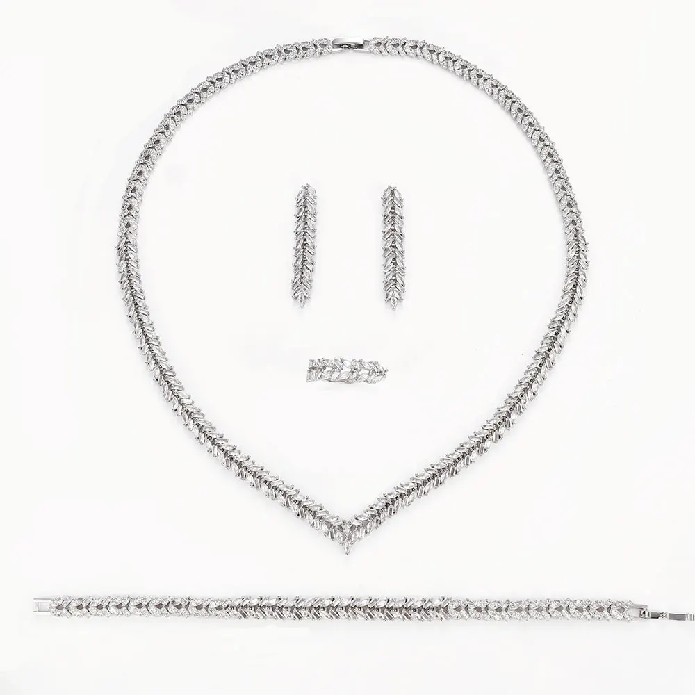 Exquisite earrings Women's wedding party accessories Zircon pendant earrings necklace set Bridal gift, best-selling in Central A