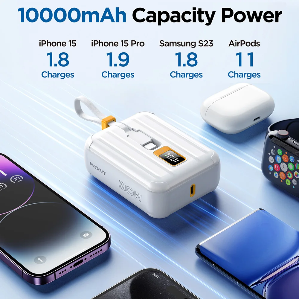 PISEN Power Bank 30W Portable Fast Charging for iPhone