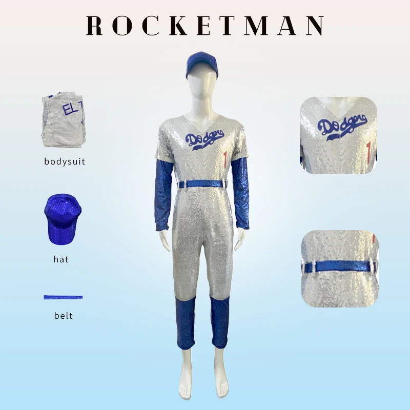 

Movie Rocketman Cosplay Costumes Sir Elton John Cos Uniform Tight Jumpsuits Halloween Carnival Party Outfit Christmas Gift