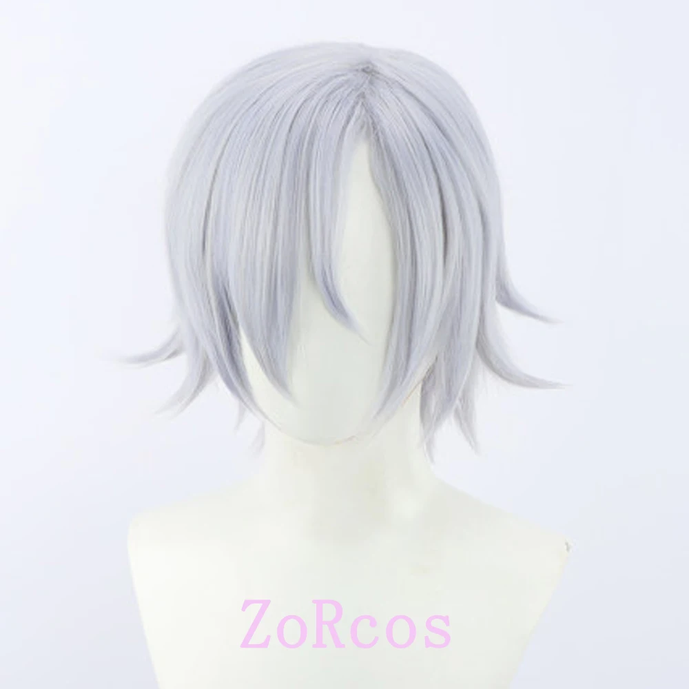 Game Genshin Impact Fire Gun Soldier Cosplay Wig Fire Gun Soldier 30cm Silver Grey Heat Resistant Fiber Hair Hallowe