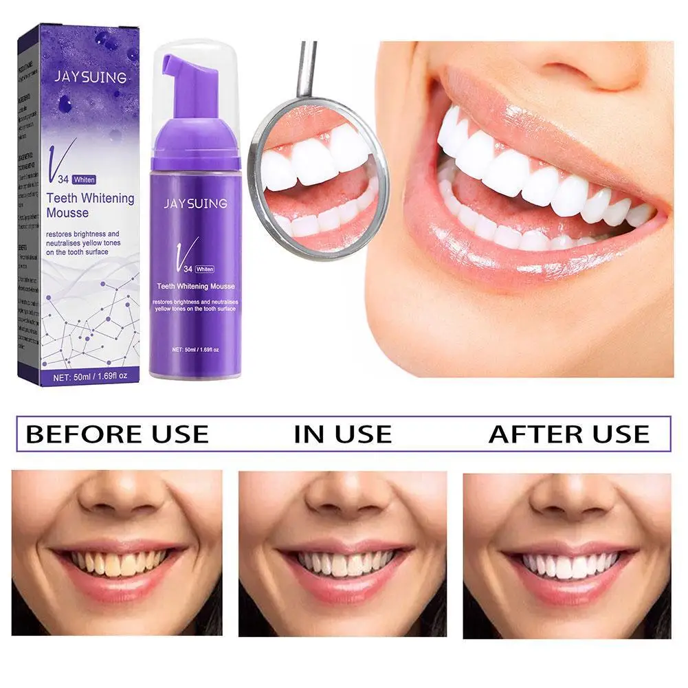 50ml Whitening Toothpaste Foam Natural Mouth Wash Mousse Stain Removal Bright Yellow Teeth Hygiene Fresh Breath Dental Teeth