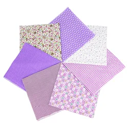 7-Piece Cotton Craft Fabric Set for DIY Patchwork and Sewing Projects (Purple)