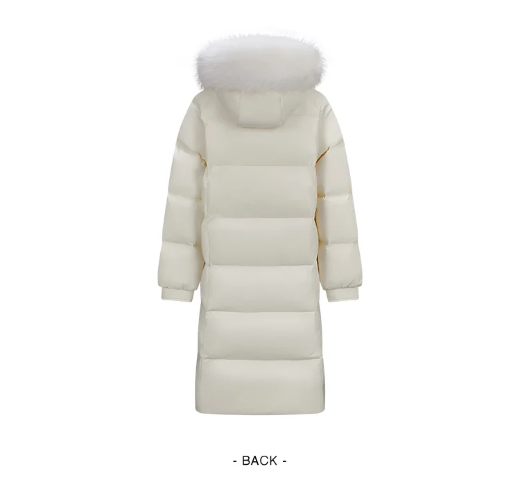 Down Jacket Women Long Length Three-Proof Windproof Loose Winter New Warm Fur Collar Hooded Coat Down Jacket
